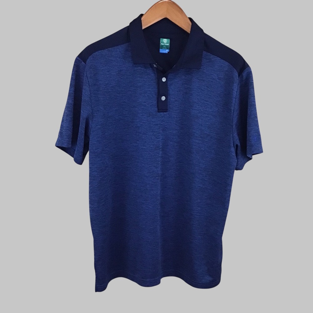 Pro Tour XL Blue Space Dye Coolplay Performance Golf Polo Shirt Short Sleeve